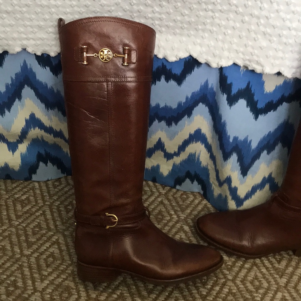 Tory Burch saddle tall brown boots - Picture 3 of 3